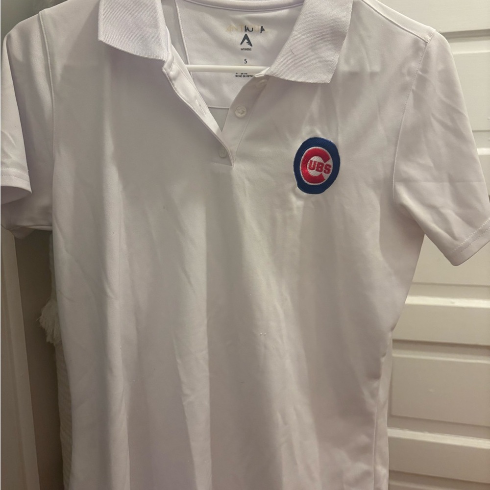 Antigua White Cubs Logo Button-Down Polo Women’s size small